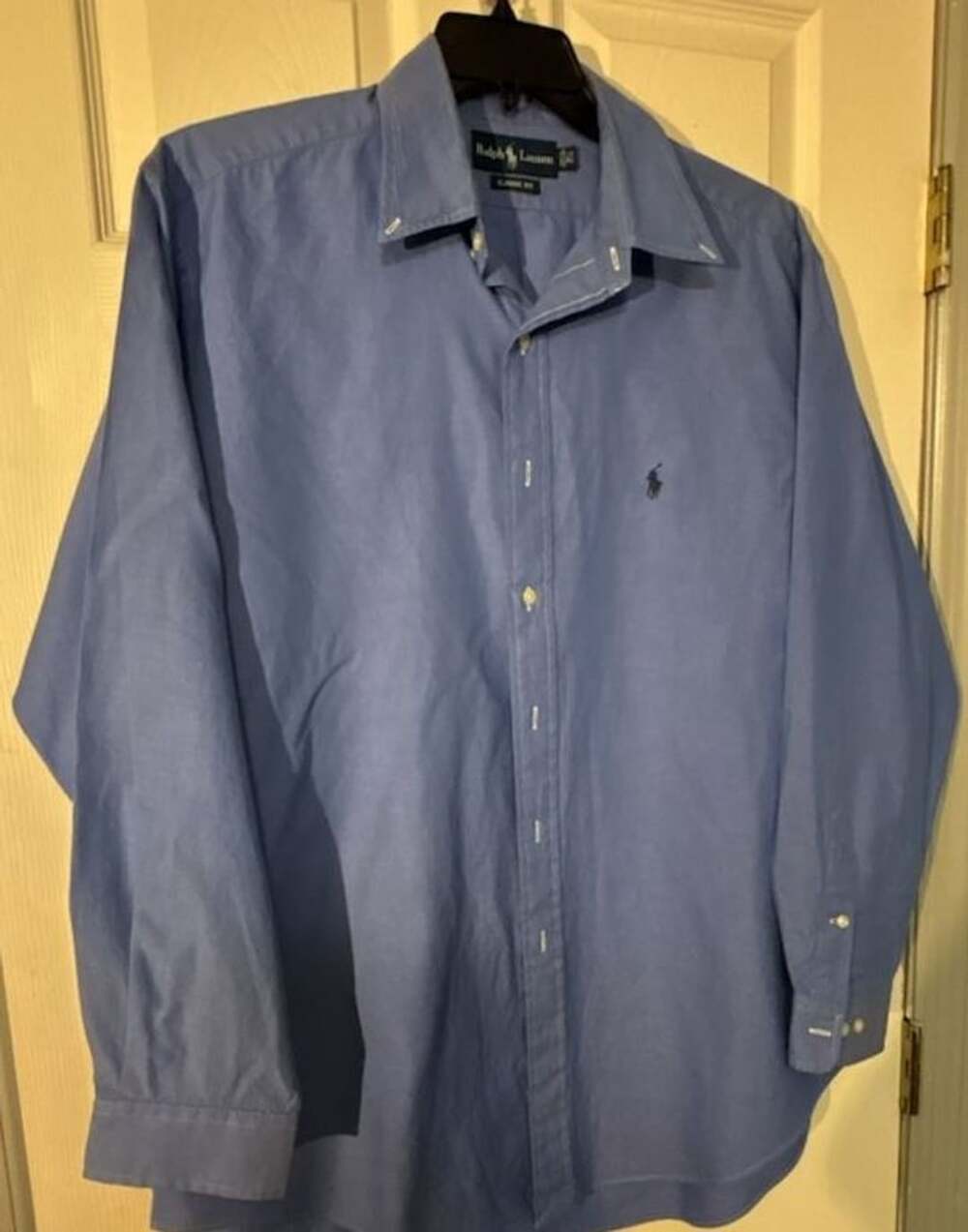 Ralph Lauren Classic Fit Dress Shirt Size 16.5 34/35 Blue Long Sleeve